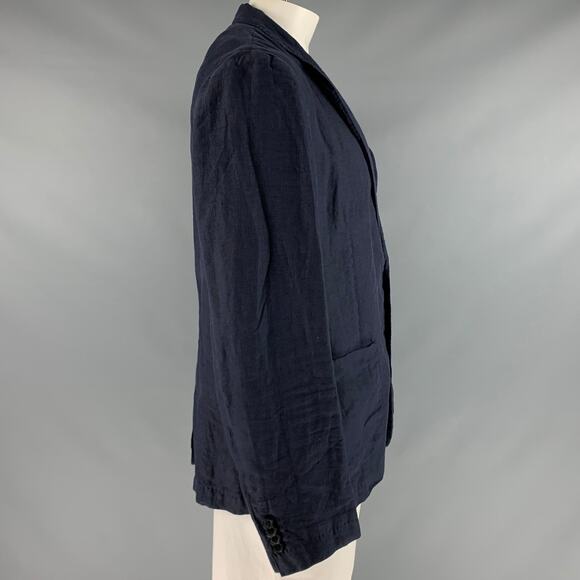 120% LINO Size 46 Navy Linen Notch Lapel Sport Coat - Picture 2 of 10